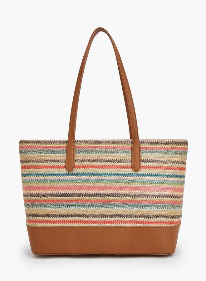 Peppermint MULTICOLOUR Striped Tote Bag With Zip Closure for Women | Best Price UAE